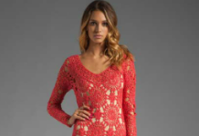 Long Red Crochet Dress With Motifs